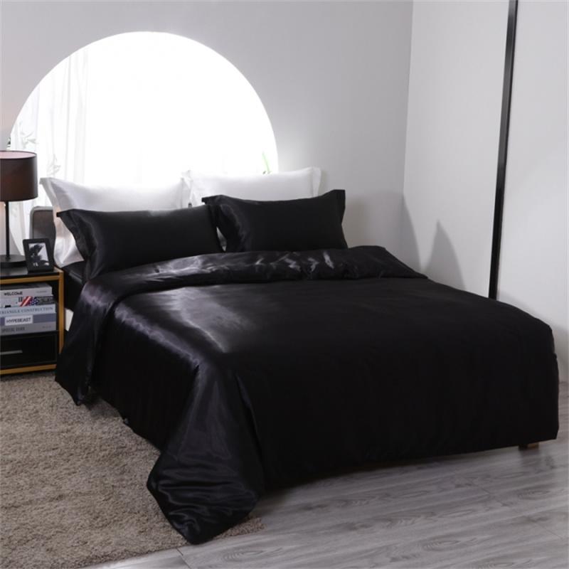 Luxury Mulberry Silk Bedding Set with Duvet Cover Fitted/Flat Bed Sheet Pillowcase Blending Silk Sheet Set Silky Satin Bedsheet