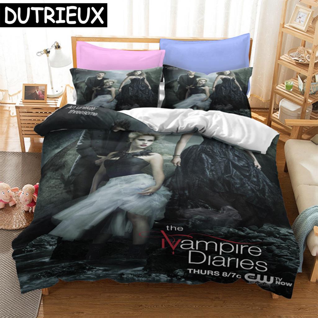 The Vampire Diaries Print Bettwäsche-Set 3D Charakter Bettbezug-Set Mit Kissenbezug Einzelbett Doppelbett Queen King Bettwäsche 02