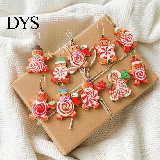 Holiday Gift Box Pendants 20/30/40Pcs Wooden Christmas Ornaments, Candy Cane Lollipop Rustic Xmas Tree Hanging Ornaments Decor for Party Wreath Window