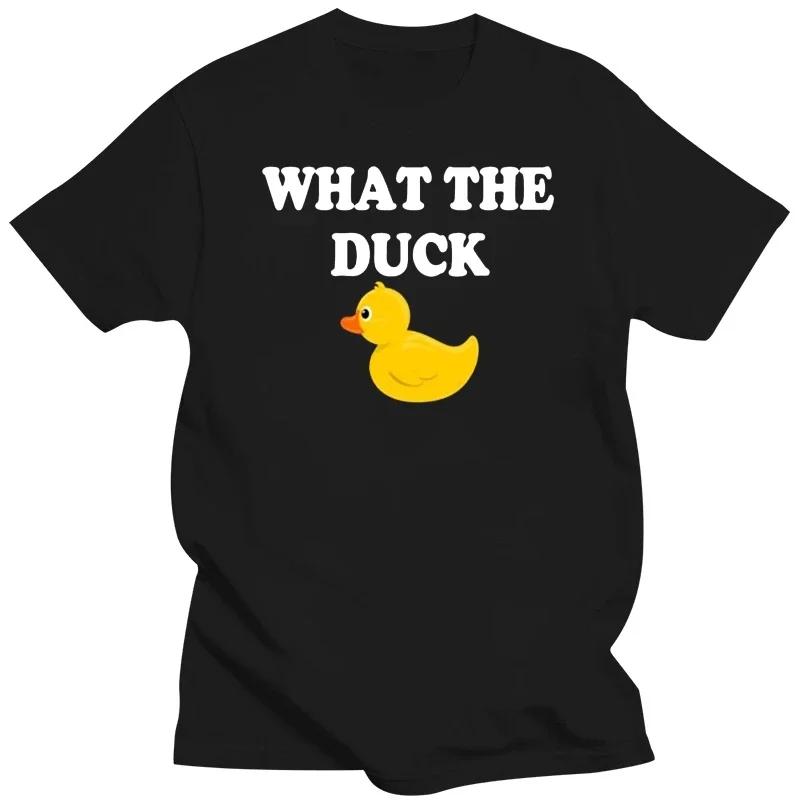 What The Duck Tee Funny Rubber Duck Trendy T Shirt High Street Couple Half Sleeved Shirt