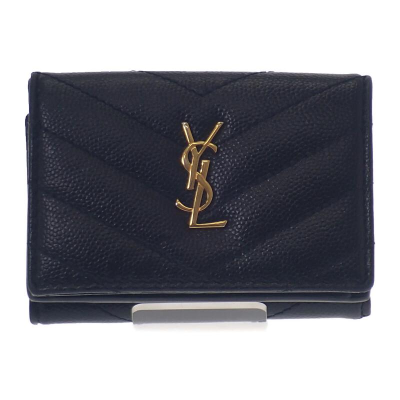 Saint Laurent 668274BOWA11000 Trefoldig lommebok svart Kalveskinn Dame