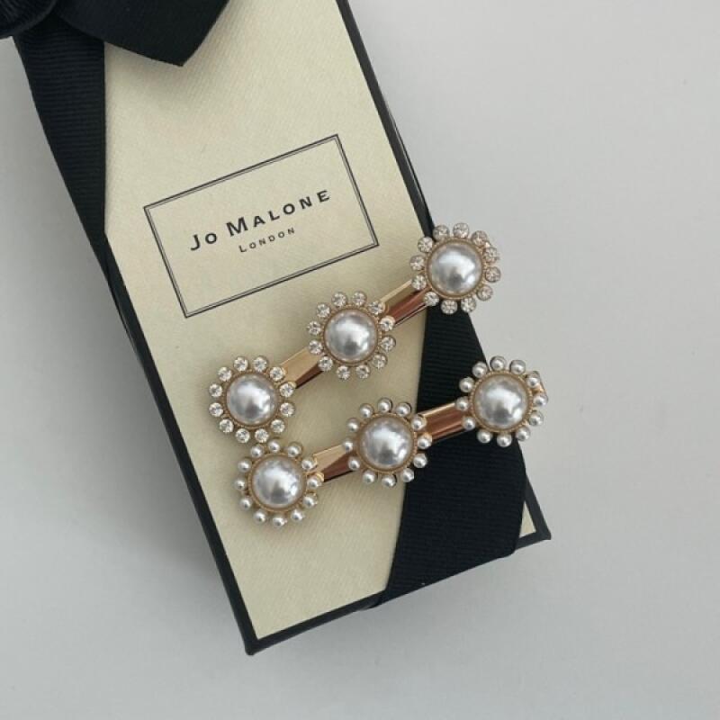 Pearl Cubic Gold Flower Hair Clip