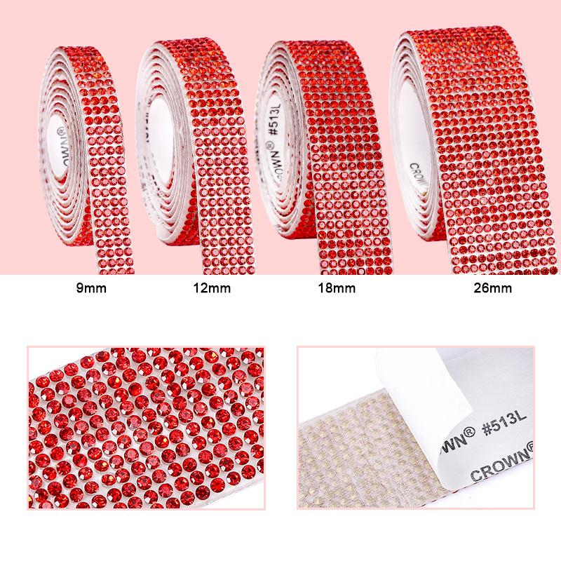 Color Rhinestone Diamond Strip Diy Accessories Row Diamond Tape Diamond Strip Diamond Sticker Self-Adhesive Jewelry Adhesive Clothing Accessories