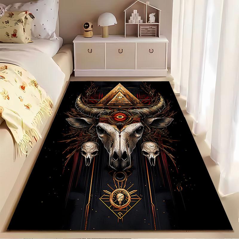 Mystic Bull Skull Design Carpet Suitable As a Non-slip Mat for the Living Room or Bedroom Sofa