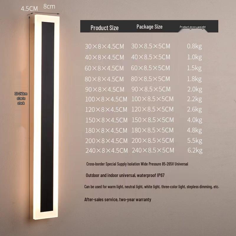 Outdoor Long Wall Lamp for Living Room, TV Background, Bedroom, and Study