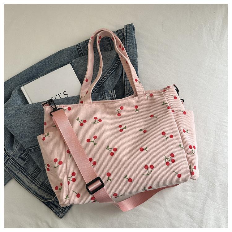 

Вельветовый принт Стильная и элегантная Сумка-тоут ручная/на плечо большой вместимости для женщин - Новое поступление Универсальная розовый