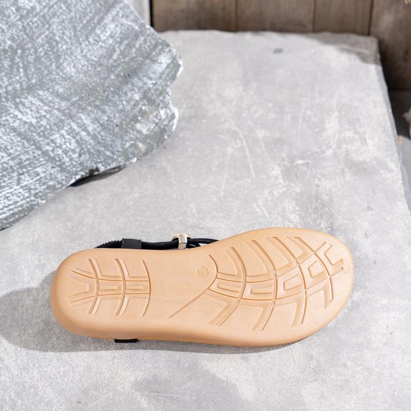 Fashion 2024 Summer New Product Elastic Band Water Diamond Breathable Lightweight Comfortable Solid Color Large Size Women's Sandals