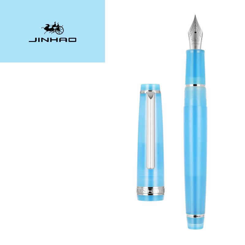 Luxury Jinhao 82 Peacock Blue Fountain Pen Acrylic Pen Spin Golden EF F Nib Business Office School Supplies Writing Ink Pen