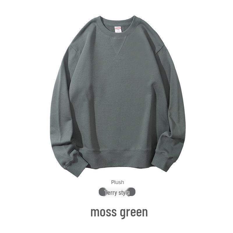 Felpa Girocollo Oversize Pesante da 380g in Puro Cotone, Colore Unito, Stile Primavera/Autunno, con Logo/Testo Personalizzato Stampato.