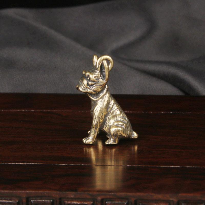 Retro Style Brass Mini Sharpei Dog Casting Animal Figurine Sculpture Home Office Room Desktop Decoration Collect Ornaments Gift