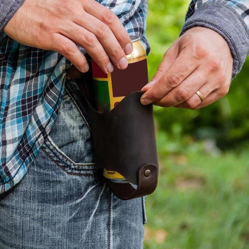 Biergürtel Halter Bier Holster PU Leder Bierdose Getränkehalter Getränke Hüfttasche für Bierflasche Picknicks Strand Grillpartys