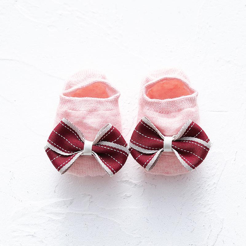 

Kawaii детские напольные носки с бантом и цветочным принтом, хлопковые резиновые противоскользящие носки-лодочки для новорожденных, носки для маленьких мальчиков и девочек M