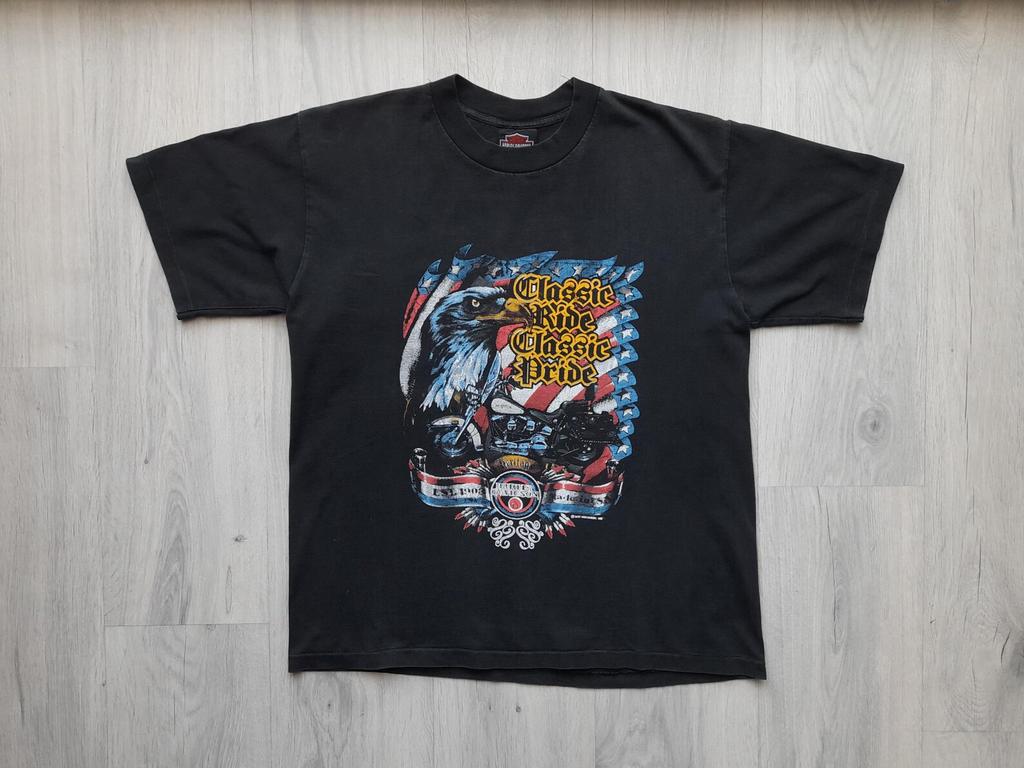 Vintage 1991 Harley-Davidson “Classic Ride Classic Pride" T-Shirt.Single Stitch Tee.Harley-Davidson American Born and Bred Vintage Tee. L Sz