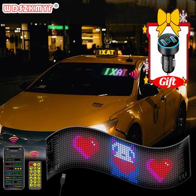 5V LED Matrix Pixel Panel, Scrolling Bright Advertising LED Signs, Flexible USB LED Car Sign Bluetooth App Control Car Shop