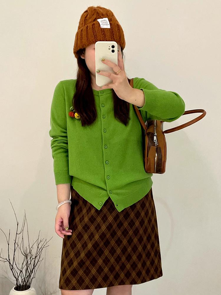 Plus Size Women's 100% Wool Casual Sweater Coat - Winter 2025 Loose Knit Cardigan