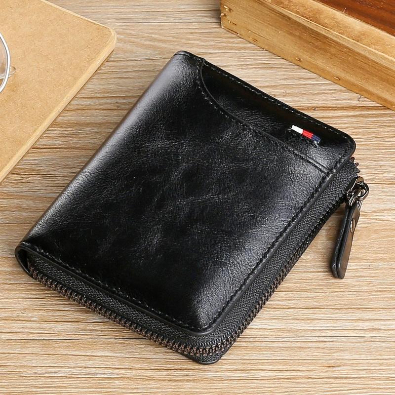 Mens Wallet Leather Business Money Clip Card Holder Zipper Purse Luxury Wallets for Men RFID Protection Purses Carteira Masculina