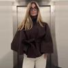 2025 Women's Fashion Loose Stand-Up Collar Bathrobe-Style Belted Coat - European & American Style