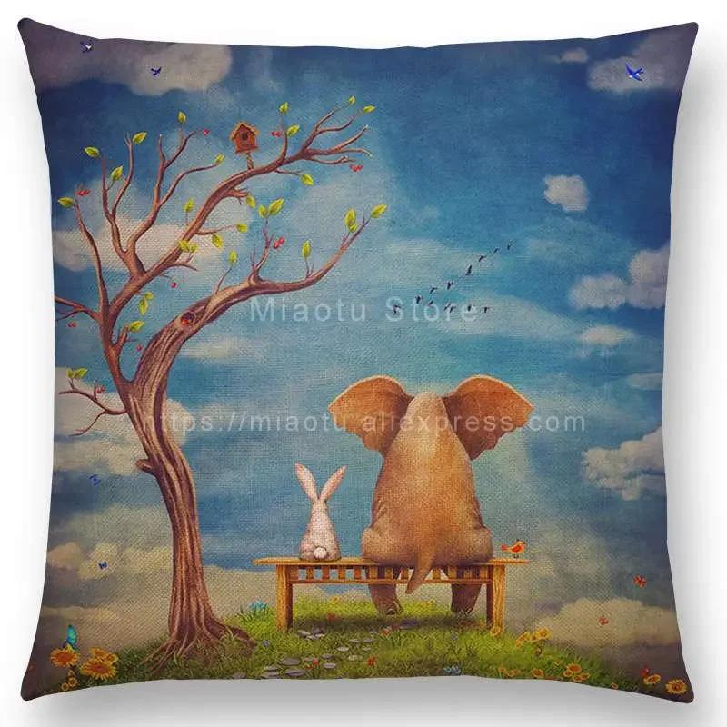 

Новейшие Загадочные Представьте Животные Лес Дети Фантастические Облака Небо Луна Звезды Мечта Сказка Наволочка Чехол для Подушки 66x66cm золотистый