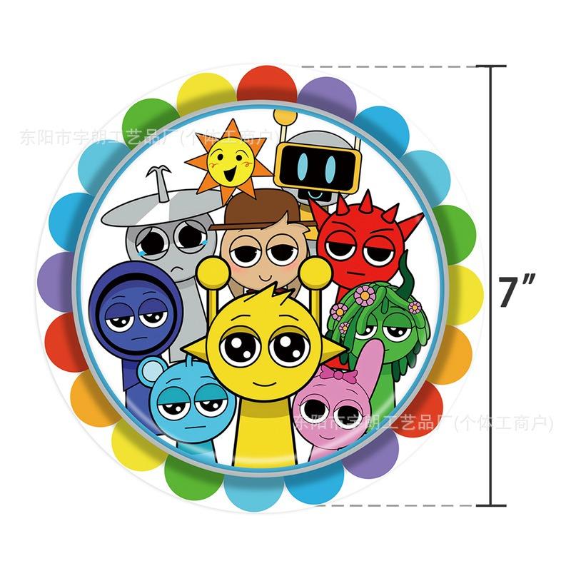 Children's cartoon prunki theme birthday party rhythm box cardboard tablecloth decoration