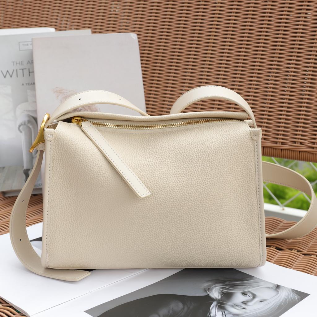 Genuine Leather Women's Shoulder Crossbody Black Bags Luxury Designer Cowhide Wide Shoulder Straps Gray Pillow Bag Ebony Gray