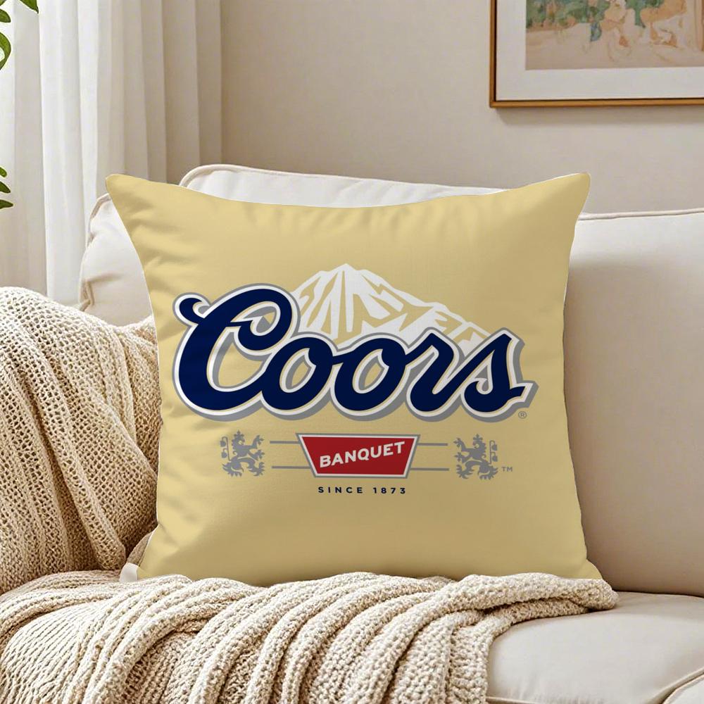 Classic American Beer Art CCoors Cushion Cover Linen Pillowcase Soft for Sofa Bed Home Room Decor