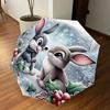 1PC Winter Rabbits Automatic Open/Close Umbrella with Windproof, 8-Rib Sturdy Canopy, Durable Ribs, Fashionable Design, Outdoor Accessory, Fun Prin, H