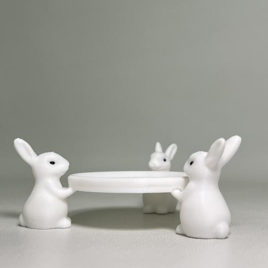Kaninchen Aufbewahrungsschale 3D Gedruckte Statue mit Weißem Kaninchen Schale Schlüssel Ohrringe Schmuck Ausstellungsständer