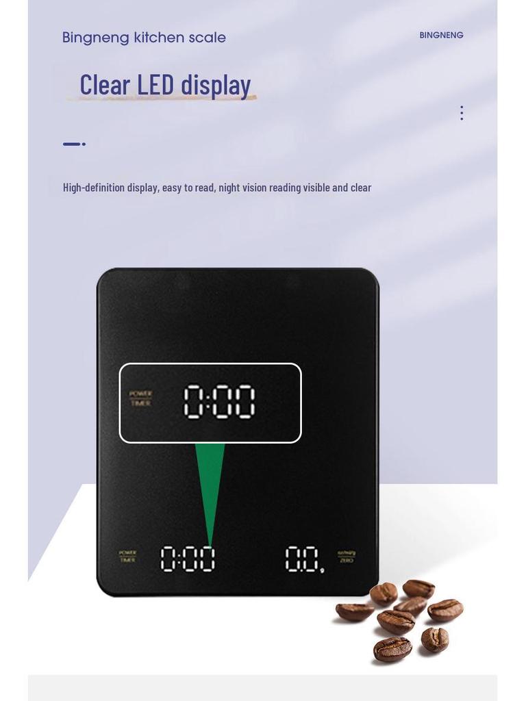 Multi-Function Electronic Coffee and Baking Scale with Automatic Timer, Rechargeable