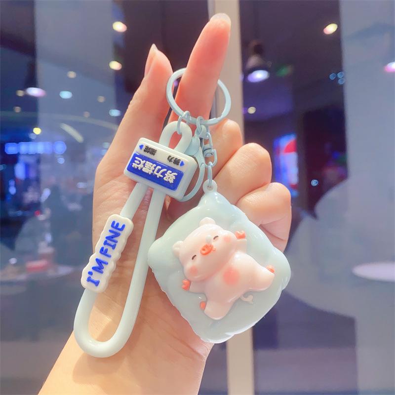 Cute Creative Sleeping Panda Piggy Keychain Bag Pendant Children's Toy Doll Machine Gifts Couple Accessories