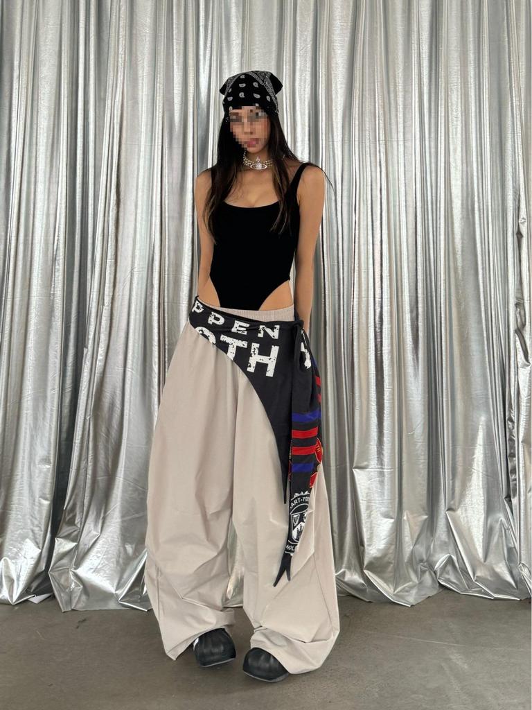 Dámský Hip Hop Odnímatelný Zadní Panel Kombinéza - Národní Trend Podlahová Délka Široké Kalhoty