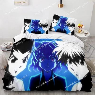 HUNTER×HUNTER Bettwäscheset Einzelbett Twin Full Queen King Size Bettset Erwachsene Kind Schlafzimmer Bettdeckenbezug-Sets Bettmöbelset Schlafzimmer