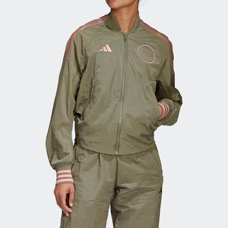 Adidas Vrct Jacket With Tiger Embroidery And Striped Solid Color Zipper Loose Fit Unisex Outerwear Artifact-Green FI6720