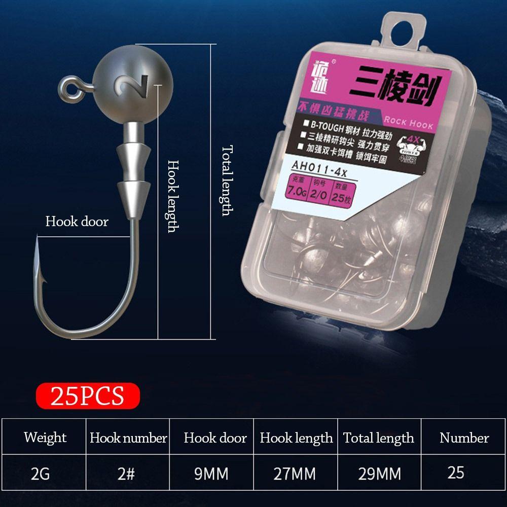 

25Pcs 2-14g Sharp Fishing Jig Hooks Anti Hanging Refuse Run Fish Double Locking Triangle Hook Lock Lure Soft Bait Worm Hooks
