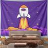 Rocket Launch Amidst Purple Sky Pattern Wall Hanging Tapestry Decorative Tapestry Home Decor for Bedroom and Living Room
