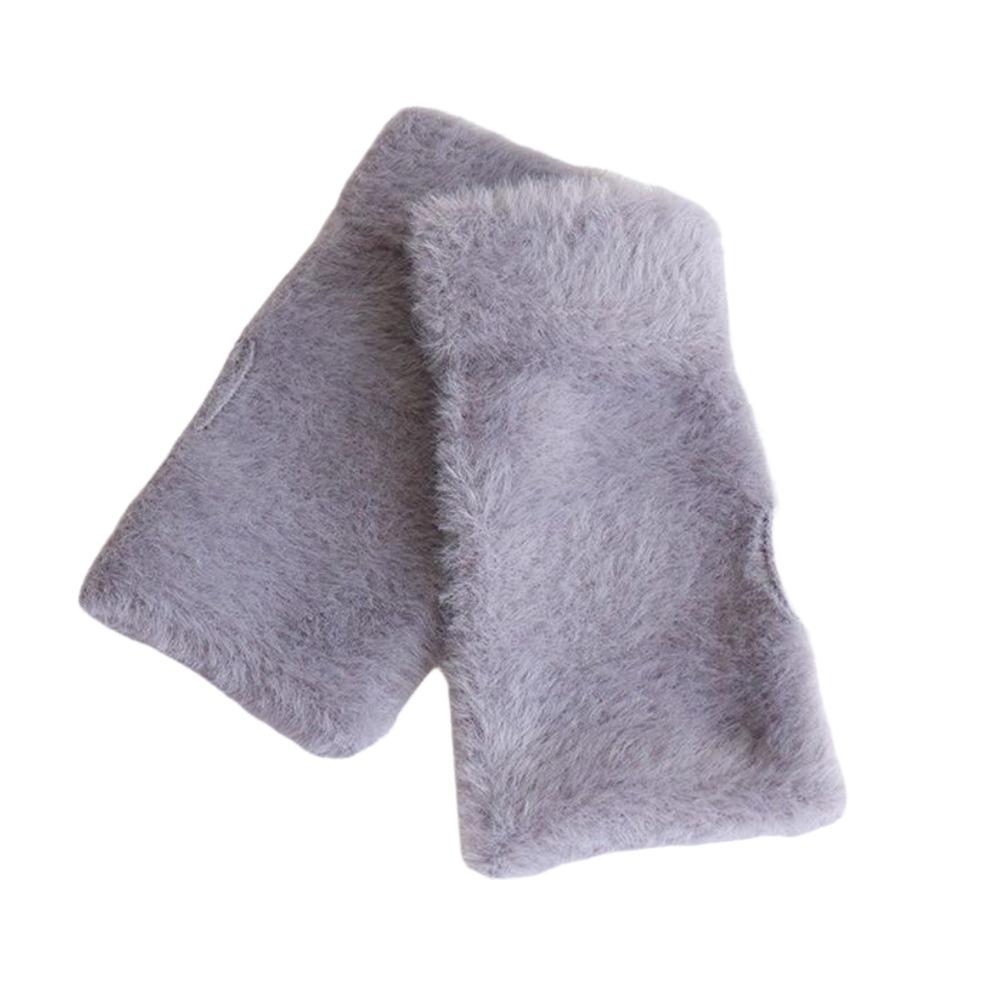Thick Half Mittens Faux Fur Plush Gloves Protable Fingerless Gloves  for Women Girl
