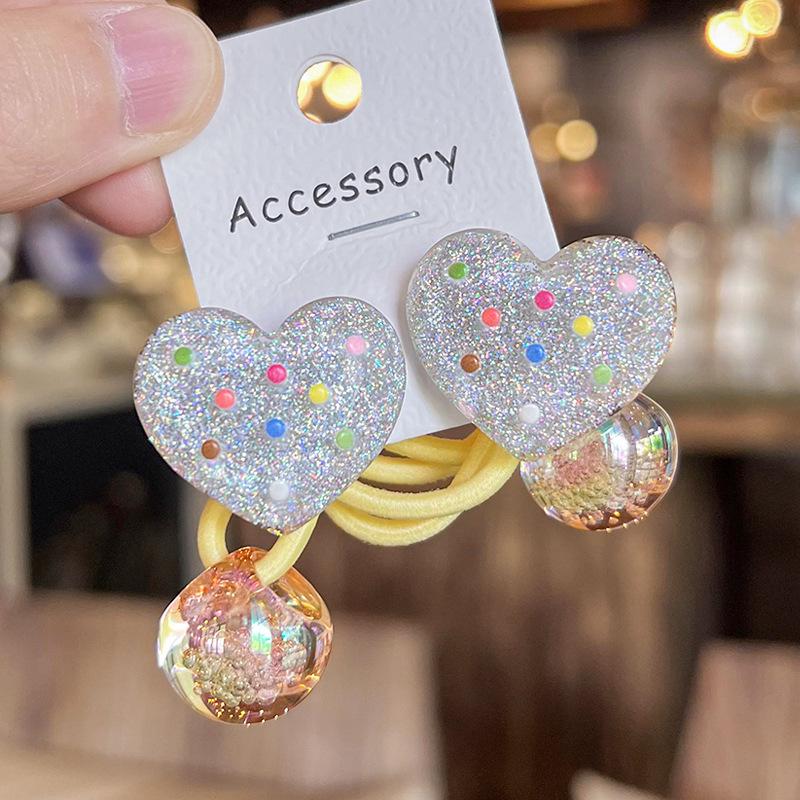 2PCS New Lovely Silvery Shimmering Polka Dots Girls Elastic Hair Bands Hair Accessories Children Hair Ties Baby Headwear