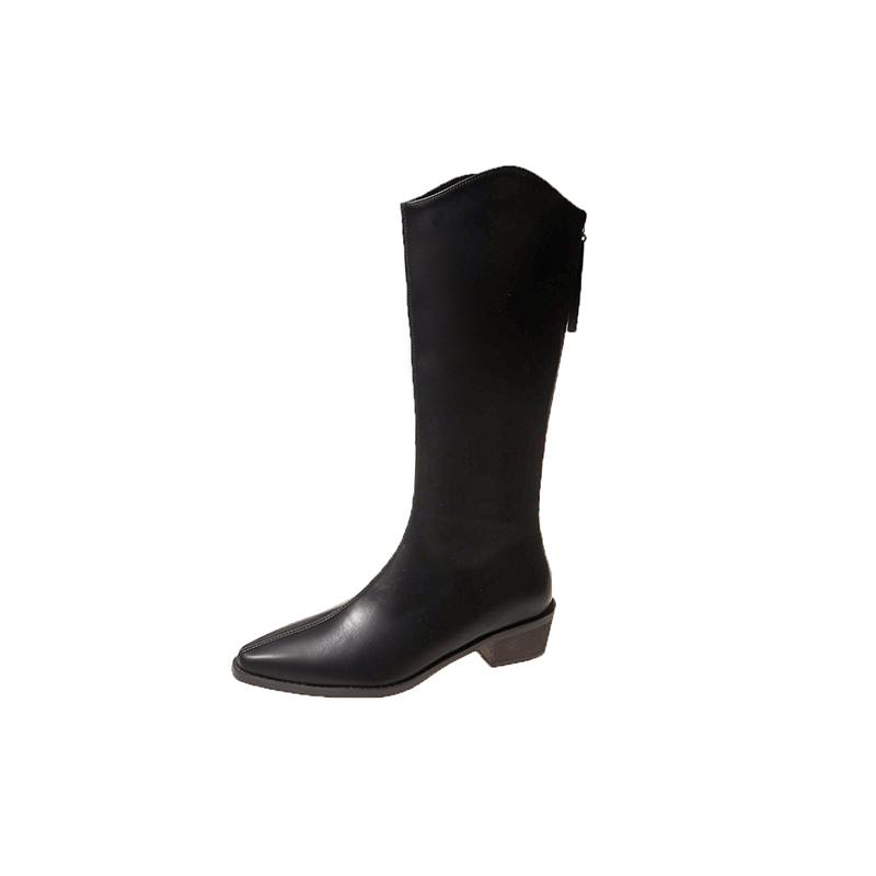 Новые женские туфли женские сапоги на молнии толстые высокие каблуки с острым носком — фото 11