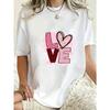Oversized T Shirt Black Love Heart Pattern And Text For Casual Wear