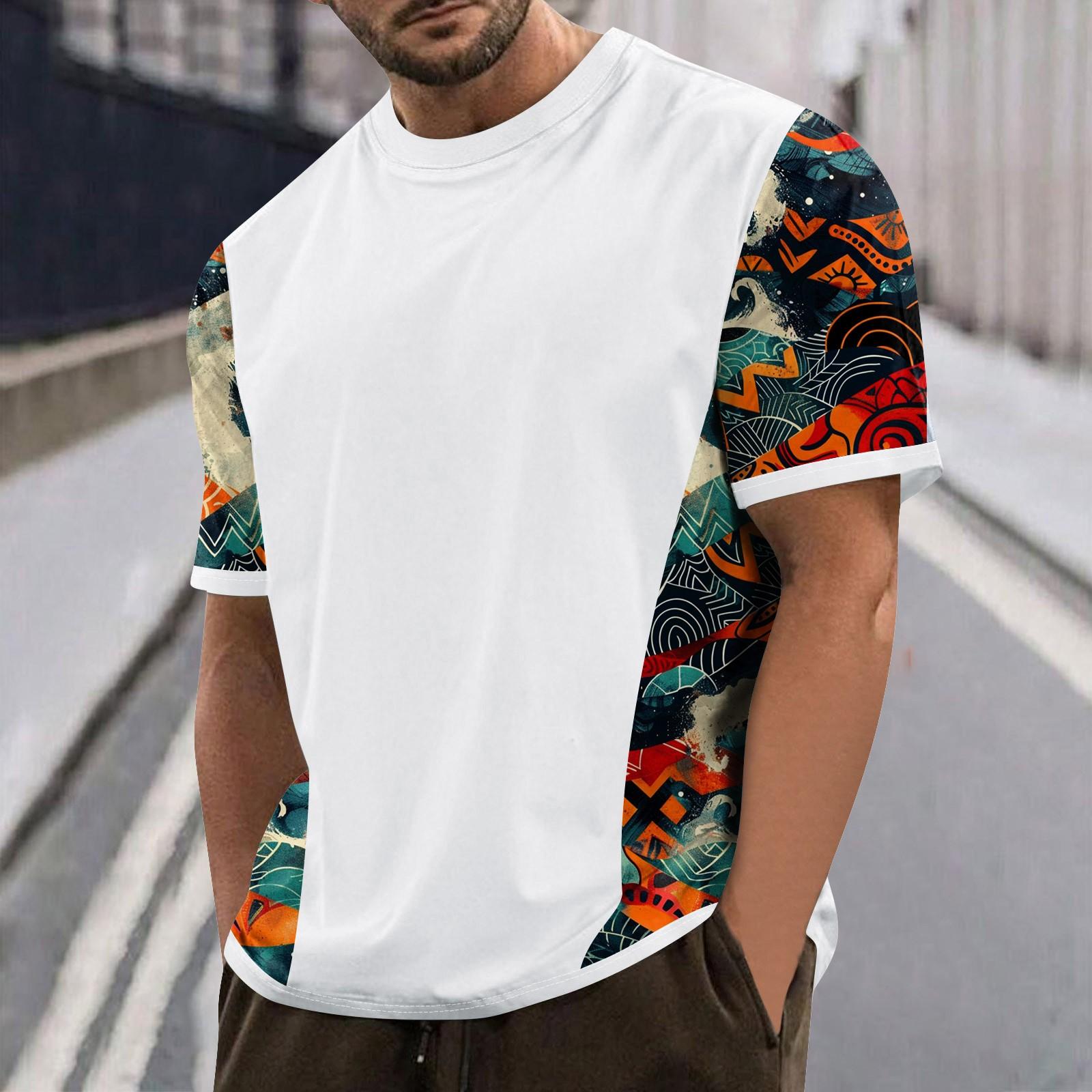 

Летняя мужская популярная футболка с круглым вырезом и коротким рукавом с принтом XL белый