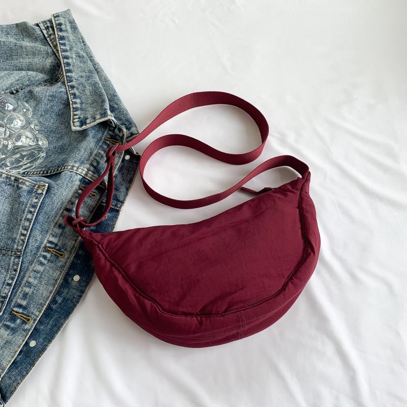 Korean Style Pleated Dumpling Bag: Lightweight Solid Color Shoulder & Crossbody Bag