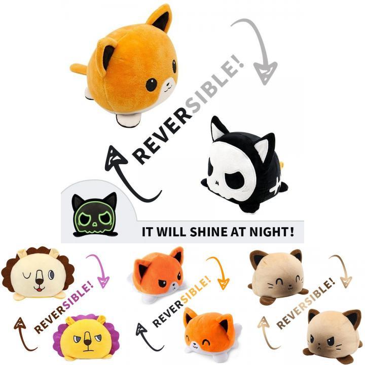 Reversible Flip Cat Plush Stuffed Toy Soft And Cute Animal Doll For Children Gifts