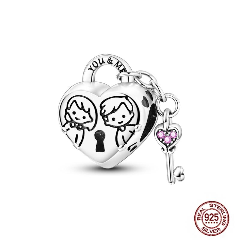 Copper Love Heart-Shaped Family Boy Girl Pet Charms Fit Original Pendant Bracelet Friendshipbeads Diy Jewelry