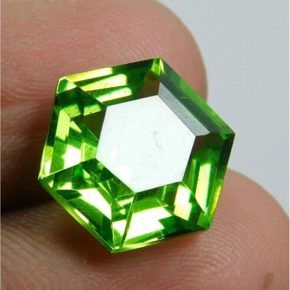 Certified Natural Peridot Green Fancy Hexagon Cut 10+ Ct Fabulous Gemstone