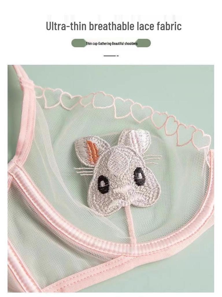Cross-Border Sexy Bunny Sheer Underwear Set for Women: Slimming, Enhancing Bra for a Pure Desire Look