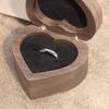 Jewelry Box Heart-Shaped Walnut Wood Ring Storage Box with Velvet Padding Smooth Polished Surface Weddings Proposals Ring Case