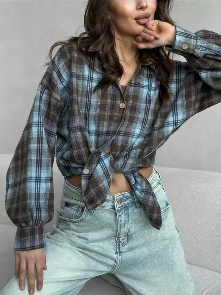 Cross2026 Damen Neue Mode karierte Hemdjacke für Frühling und Herbst