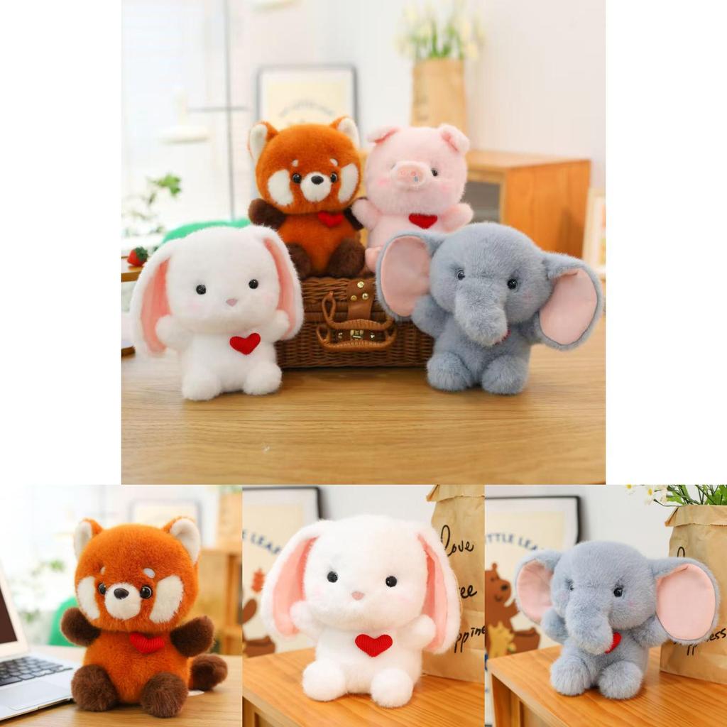 Heart Rabbit Elephant Raccoon Pig Plush Stuffed Animal Soft Cotton Kids Gift For Bedroom Decor