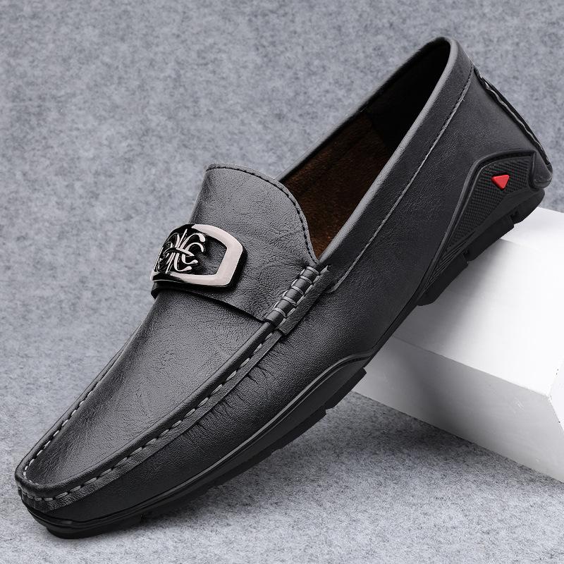 Men's Shoes 2025 Summer New Men's Waterproof Simple One-pedal Casual Leather Shoes Soft-soled Lazy Driving Doudou Shoes
