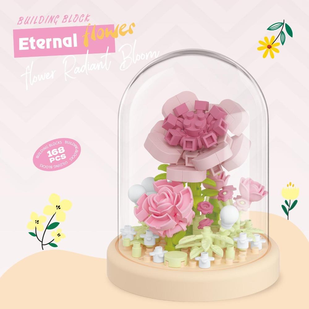 Eternal Flower Bouquet Assembly Blocks Children's Toy Mini Brick Particle Girl Series Rose Bundle Valentine's Day Birthday Gift