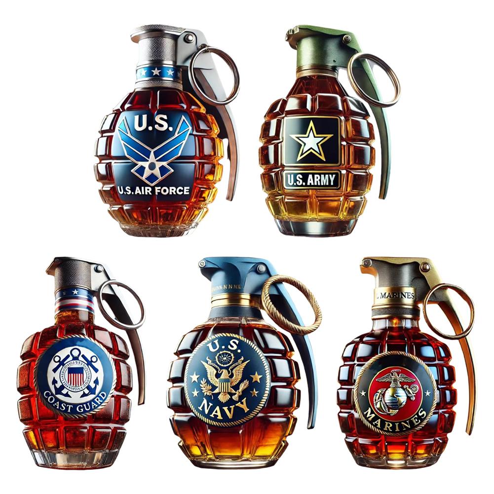 Military Hand Whiskey Bottle Grenade Engraved Liquor Bottle Sealed Whiskey Jar Storage Unique Gift For Men Bar Office Home